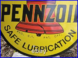 Vintage Pennzoil Motor Oil Double-sided Porcelain Enamel Dealership Sign 30