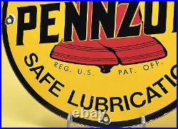 Vintage Pennzoil Motor Oil Porcelain Sign Gas Station Pump Service Gasoline