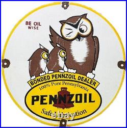 Vintage Pennzoil Motor Oil Porcelain Sign Gasoline Service Station Pump Plate