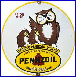 Vintage Pennzoil Motor Oil Porcelain Sign Gasoline Service Station Pump Plate