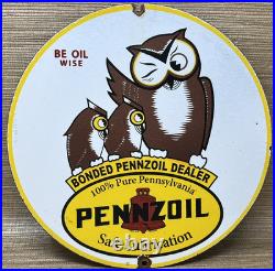 Vintage Pennzoil Motor Oil Porcelain Sign Gasoline Service Station Pump Plate