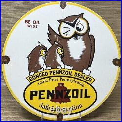 Vintage Pennzoil Motor Oil Porcelain Sign Gasoline Service Station Pump Plate