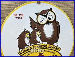 Vintage Pennzoil Motor Oil Porcelain Sign Gasoline Service Station Pump Plate