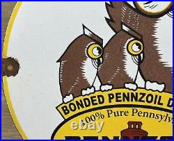 Vintage Pennzoil Motor Oil Porcelain Sign Gasoline Service Station Pump Plate