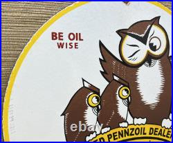 Vintage Pennzoil Motor Oil Porcelain Sign Gasoline Service Station Pump Plate