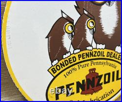 Vintage Pennzoil Motor Oil Porcelain Sign Gasoline Service Station Pump Plate