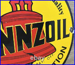 Vintage Pennzoil Motor Oil Porcelain Sign Gasoline Service Station Pump Plate