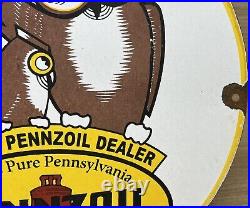 Vintage Pennzoil Motor Oil Porcelain Sign Gasoline Service Station Pump Plate