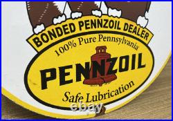 Vintage Pennzoil Motor Oil Porcelain Sign Gasoline Service Station Pump Plate