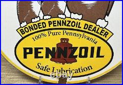 Vintage Pennzoil Motor Oil Porcelain Sign Gasoline Service Station Pump Plate