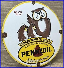 Vintage Pennzoil Motor Oil Porcelain Sign Gasoline Service Station Pump Plate