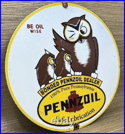 Vintage Pennzoil Motor Oil Porcelain Sign Gasoline Service Station Pump Plate