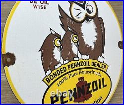 Vintage Pennzoil Motor Oil Porcelain Sign Gasoline Service Station Pump Plate