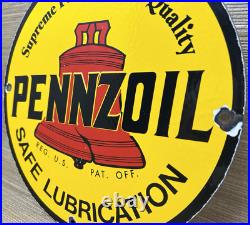 Vintage Pennzoil Motor Oil Porcelain Sign Gasoline Service Station Pump Plate