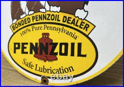 Vintage Pennzoil Motor Oil Porcelain Sign Gasoline Service Station Pump Plate