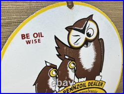 Vintage Pennzoil Motor Oil Porcelain Sign Gasoline Service Station Pump Plate