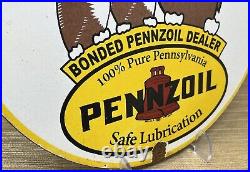 Vintage Pennzoil Motor Oil Porcelain Sign Gasoline Service Station Pump Plate