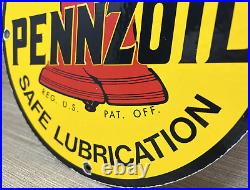 Vintage Pennzoil Motor Oil Porcelain Sign Gasoline Service Station Pump Plate