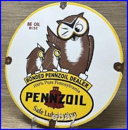 Vintage Pennzoil Motor Oil Porcelain Sign Gasoline Service Station Pump Plate