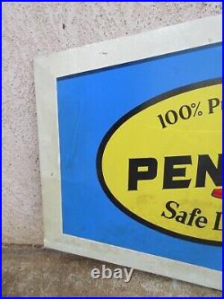 Vintage Pennzoil Motor Oil Sign Gas station dealer 100% Pennsylvania Lubrication