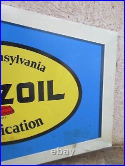 Vintage Pennzoil Motor Oil Sign Gas station dealer 100% Pennsylvania Lubrication