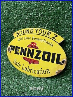 Vintage Pennzoil Porcelain Sign Car Parts Service Center Motor Oil Gas Car Truck