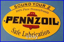 Vintage Pennzoil Sign Safe Lubrication Gas Service Station Pump Porcelain Sign Vintage Pennzoil Sign Safe Lubrication Gas Service Station Pump Porcelain Sign