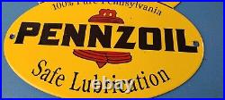 Vintage Pennzoil Sign Safe Lubrication Gas Service Station Pump Porcelain Sign Vintage Pennzoil Sign Safe Lubrication Gas Service Station Pump Porcelain Sign