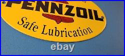 Vintage Pennzoil Sign Safe Lubrication Gas Service Station Pump Porcelain Sign Vintage Pennzoil Sign Safe Lubrication Gas Service Station Pump Porcelain Sign