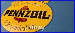 Vintage Pennzoil Sign Safe Lubrication Gas Service Station Pump Porcelain Sign Vintage Pennzoil Sign Safe Lubrication Gas Service Station Pump Porcelain Sign