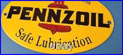 Vintage Pennzoil Sign Safe Lubrication Gas Service Station Pump Porcelain Sign Vintage Pennzoil Sign Safe Lubrication Gas Service Station Pump Porcelain Sign