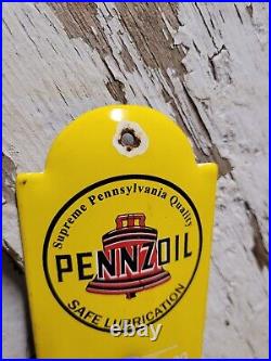 Vintage Pennzoil Thermometer Porcelain Sign Motor Oil Gas Station Store Service