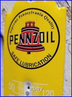 Vintage Pennzoil Thermometer Porcelain Sign Motor Oil Gas Station Store Service