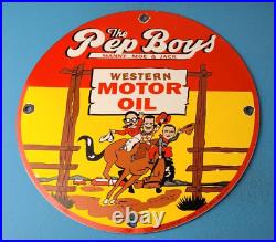 Vintage Pep Boys' Porcelain Gas Motor Oil Service Station Pump Plate Sign
