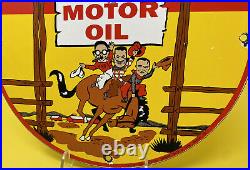 Vintage Pep Boys Western Motor Oil Porcelain Sign Gas Station Pump Plate Auto