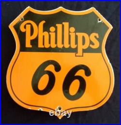 Vintage Phillips 66 Gasoline / Motor Oil Porcelain Gas Pump Sign