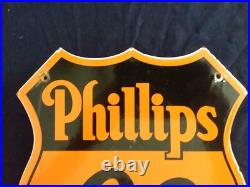 Vintage Phillips 66 Gasoline / Motor Oil Porcelain Gas Pump Sign
