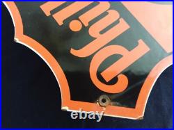Vintage Phillips 66 Gasoline / Motor Oil Porcelain Gas Pump Sign