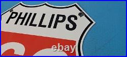 Vintage Phillips 66 Gasoline Porcelain Gas Motor Service Station Pump Oil Sign