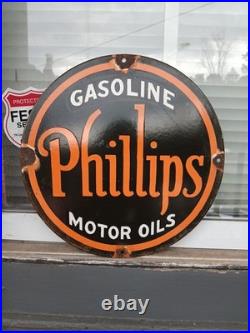 Vintage Phillips 66 Gasoline Porcelain Sign Dealership Gas Station Motor Oil