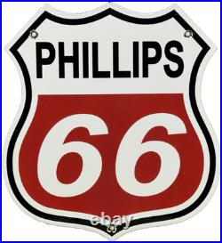 Vintage Phillips 66 Gasoline Porcelain Sign Dealership Gas Station Motor Oil