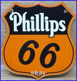 Vintage Phillips 66 Gasoline Porcelain Sign Dealership Gas Station Motor Oil