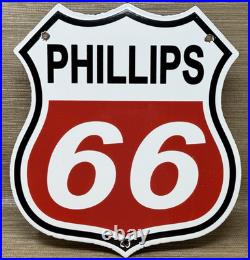 Vintage Phillips 66 Gasoline Porcelain Sign Dealership Gas Station Motor Oil