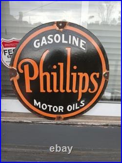 Vintage Phillips 66 Gasoline Porcelain Sign Dealership Gas Station Motor Oil