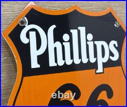 Vintage Phillips 66 Gasoline Porcelain Sign Dealership Gas Station Motor Oil