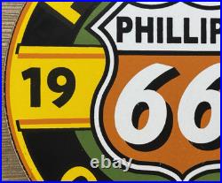 Vintage Phillips 66 Gasoline Porcelain Sign Dealership Gas Station Motor Oil Vintage Phillips 66 Gasoline Porcelain Sign Dealership Gas Station Motor Oil