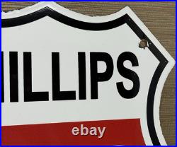 Vintage Phillips 66 Gasoline Porcelain Sign Dealership Gas Station Motor Oil