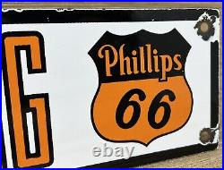 Vintage Phillips 66 Gasoline Porcelain Sign Dealership Gas Station Motor Oil