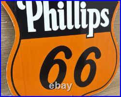 Vintage Phillips 66 Gasoline Porcelain Sign Dealership Gas Station Motor Oil