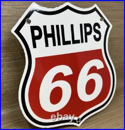 Vintage Phillips 66 Gasoline Porcelain Sign Dealership Gas Station Motor Oil